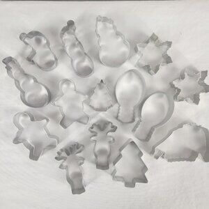 Lot 15 Metal Christmas Cookie Cutters Snowman Ugly Sweater Snowflake Tree Men